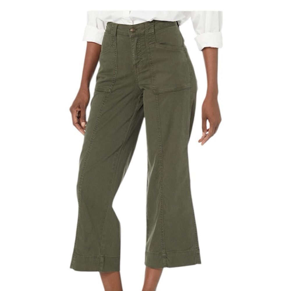 Joie Women's Violette High Rise Cropped Utilit Jeans, Army Green, size 25, NWT